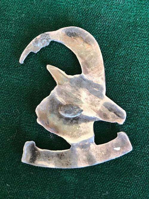 RHODESIAN ARMOURED CAR REGIMENT SILVER CAP BADGE- NO LUGS