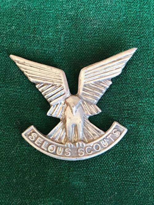 RHODESIA SELOUS SCOUTS-SILVER CAP BADGE- NO LUGS