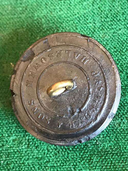 POLICE BLACK COMPOSITION BUTTON 25MM IN DIAMETER-WORN ON GREAT COAT BY FOOT POLICE