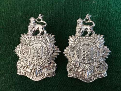 ADMIN SERVICES CORPS,CHROMED COLLAR BADGE PAIR -PINS INTACT-WORN CIRCA 1976-1977