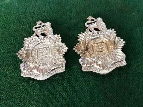 ADMIN SERVICES CORPS,CHROMED COLLAR BADGE PAIR -PINS INTACT-WORN CIRCA 1976-1977