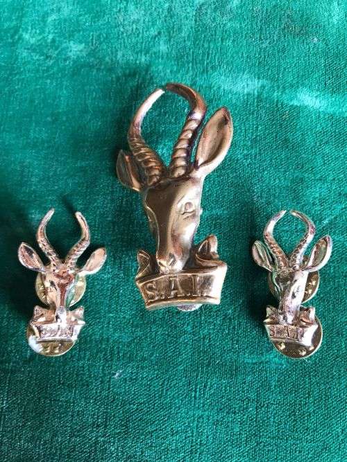 SA INFANTRY GILDING METAL CAP AND COLLARS-SMALL ONE ALSO FOR BERET-WORN POST JAN 1953-LUGS+PINS COMP