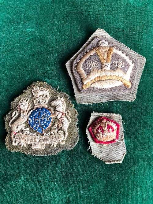 BRITISH RANK BADGES- 3 SOLD TOGETHER