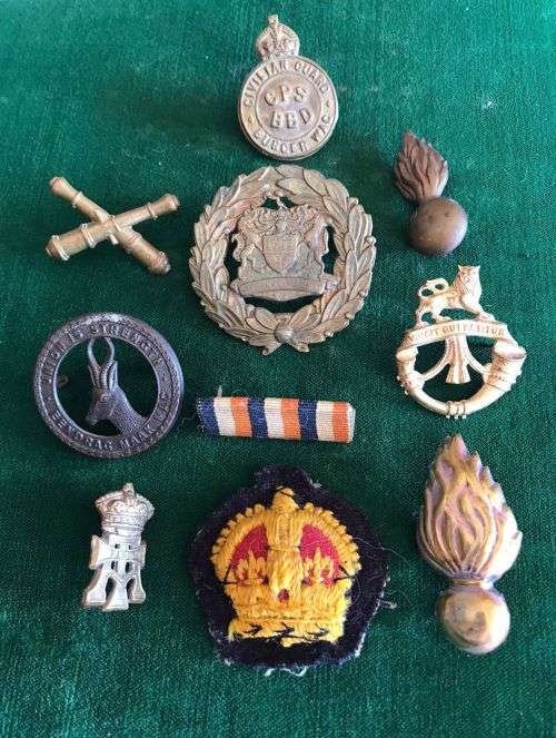 MIXED LOT OF 9 BADGES AND ONE MEDAL BAR- SOLD TOGETHER