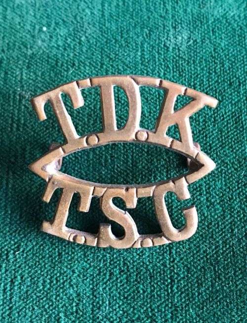 TECHNICAL SERVICE CORPS BRASS TITLE -WORN 1940-1960-2 LUGS