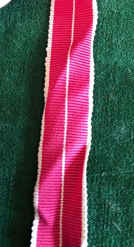 OBE (MILITARY) 2ND TYPE MINIATURE MEDAL RIBBON- LENGTH 13 CM