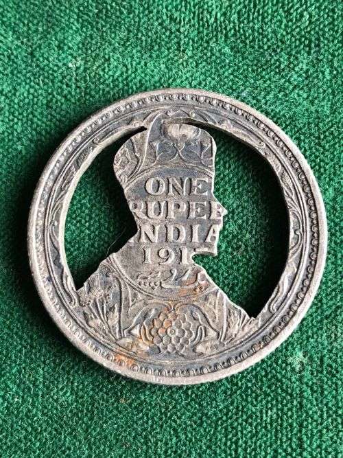 INDIAN ONE RUPEE CUT OUT COIN