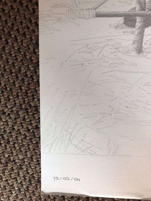 SA RECCE REGT. PENCIL SKETCH BY L. GREWER STEENKAMP AND SIGNED BY MAJ. F.W. LOOTSand COL. JAN BREYTE