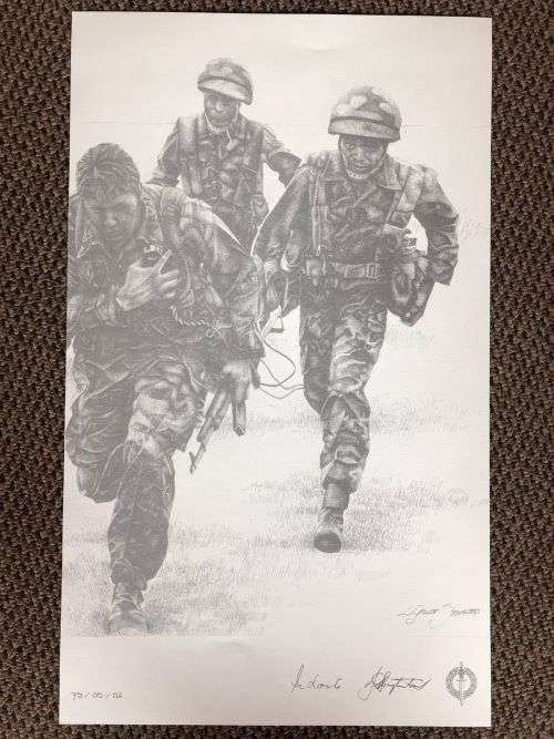 SA RECCE REGT. PENCIL SKETCH BY L. GREWER STEENKAMP AND SIGNED BY MAJ. F.W. LOOTSand COL. JAN BREYTE