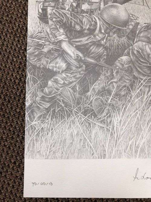 SA RECCE REGT. PENCIL SKETCH BY L. GREWER STEENKAMP AND SIGNED BY MAJ. F.W. LOOTSand COL. JAN BREYTE