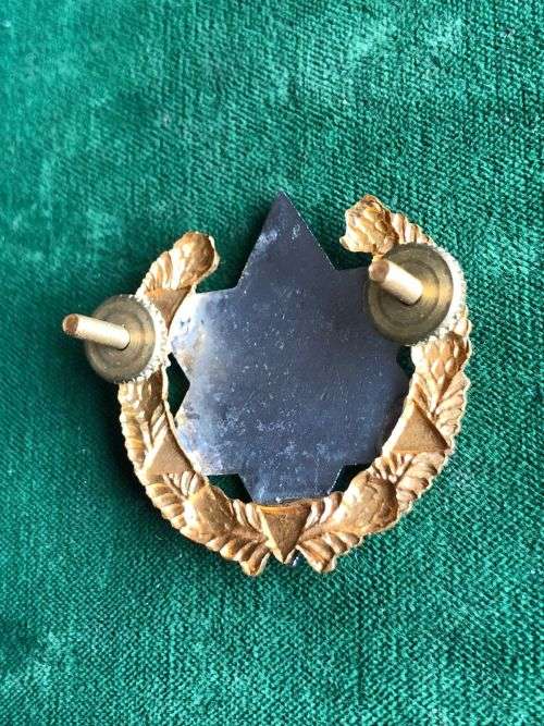 JEWISH CHAPLAIN`S BI METAL AND ENAMEL CAP BADGE-APPROVED IN 1978- 2X SCREW LUGS