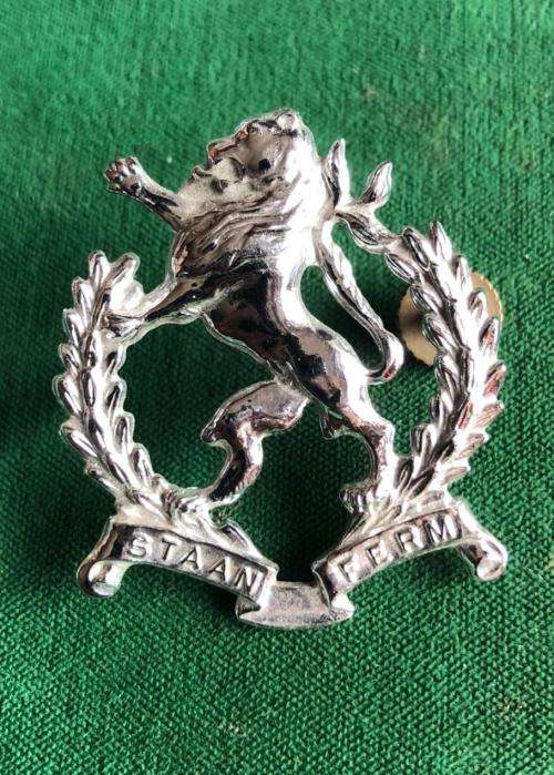 REGIMENT HIGHVELD CHROME CAP BADGE- WORN FROM 1976- 2X SCREW LUGS