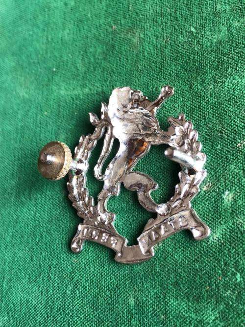 REGIMENT HIGHVELD CHROME CAP BADGE- WORN FROM 1976- 2X SCREW LUGS