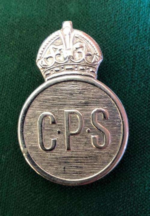 WW2 COLLAR BADGE OF C.P.S. A KHAKI UNIFORM WAS WORN BY MEMBERS-CIVILIAN GUARD