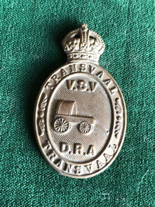 TRANSVAAL DEFENCE RIFLE ASSOCIATION CAP BADGE-WORN 1923-1943- NO LUGS