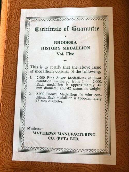 RHODESIA HISTORY BRONZE MEDALLION VOLUME 5-INTERNAL SETTLEMENT-SIZE 42MM-GILDED BRONZE-MASS 33,9GR-M