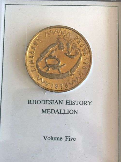 RHODESIA HISTORY BRONZE MEDALLION VOLUE 5-ZIMBABWE-RHODESIA 1978-SIZE 42 MM-GILDED BRONZE-MASS 33,9G