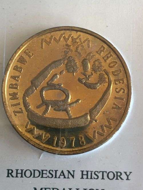 RHODESIA HISTORY BRONZE MEDALLION VOLUE 5-ZIMBABWE-RHODESIA 1978-SIZE 42 MM-GILDED BRONZE-MASS 33,9G