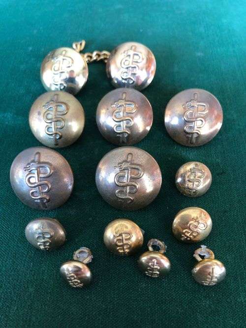 SA MEDICAL CORPS BUTTONS -14 IN TOTAL-DIAMETERS 22,12 AND 9 MM