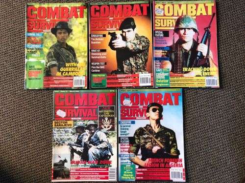 COMBAT AND SURVIVAL MAGAZINES-FOLLOWING SOLD TOGETHER: APRIL 1990 VOL 2 ISSUE 1/ MAY 1990 VOL 2 ISSU