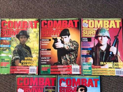 COMBAT AND SURVIVAL MAGAZINES-FOLLOWING SOLD TOGETHER: APRIL 1990 VOL 2 ISSUE 1/ MAY 1990 VOL 2 ISSU