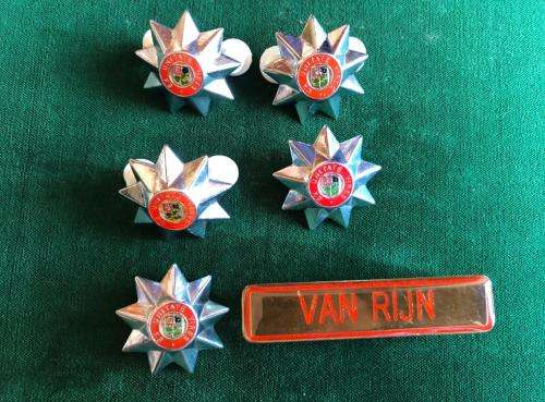 OFFICERS CHROME RANKS(5) AND NAME BAR-WORN 1996-2002-ONE PIN MISSING