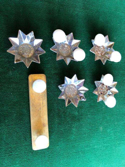 OFFICERS CHROME RANKS(5) AND NAME BAR-WORN 1996-2002-ONE PIN MISSING