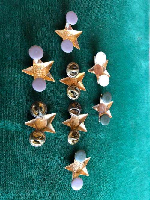 SA ARMY GILT OFFICERS RANKS-9 IN TOTAL-ALL PINS INTACT-WORN 1960`S-70`S