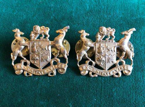 SERGEANT MAJOR CLASS 2 RANK BADGES IN GILT-WORN 1960`S-70`S- PINS INTACT