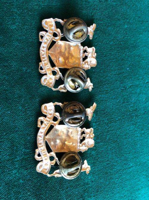 SERGEANT MAJOR CLASS 2 RANK BADGES IN GILT-WORN 1960`S-70`S- PINS INTACT