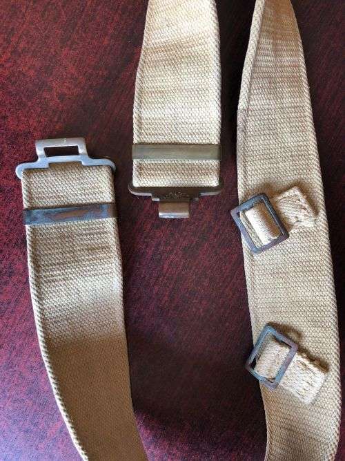 PATTERN 37 WEBBING BELT-WW2 PERIOD WITH BRASS CLASPS-EXTENDED LENGTH 92 CM