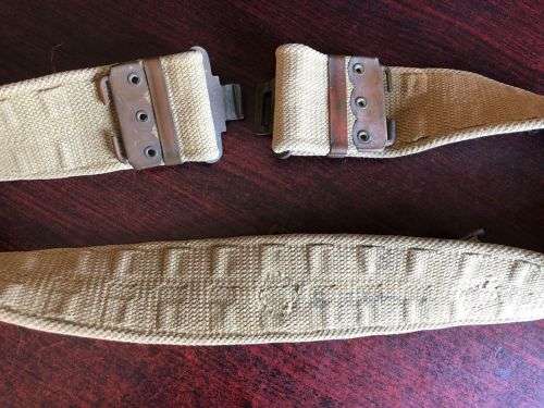 PATTERN 37 WEBBING BELT-WW2 PERIOD WITH BRASS CLASPS-EXTENDED LENGTH 92 CM