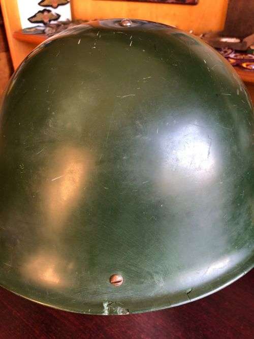 RHODESIA BSAP RIOT POLICE HELMET (DIFFERENT PATTERN)POSSIBLY EARLY OR LATE ISSUE-COMES WITH CHIN STR