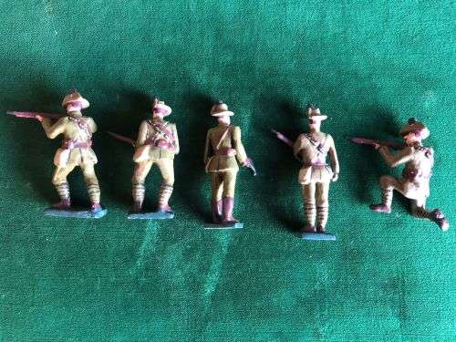 SET OF 5 LEAD SOLDIERS MADE BY WELL KNOWN ARTIST IAN STEWART-NATAL FIELD ARTILLERY C 1925-AVERAGE HE