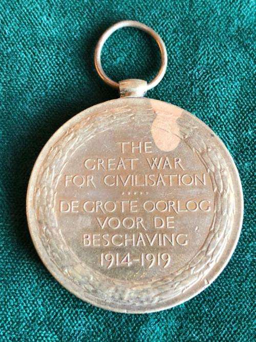 FULL SIZE WW1 VICTORY MEDAL NAMED TO PTE. M. ACKER 2ND S.A.I.-THE 2ND SAI BRIGADE FOUGHT UNER BRIG-G