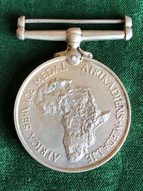 WW2 SINGLE AFRICA SERVICE MEDAL (SILVER) AWARDED TO 89690 R.V. REDMAN