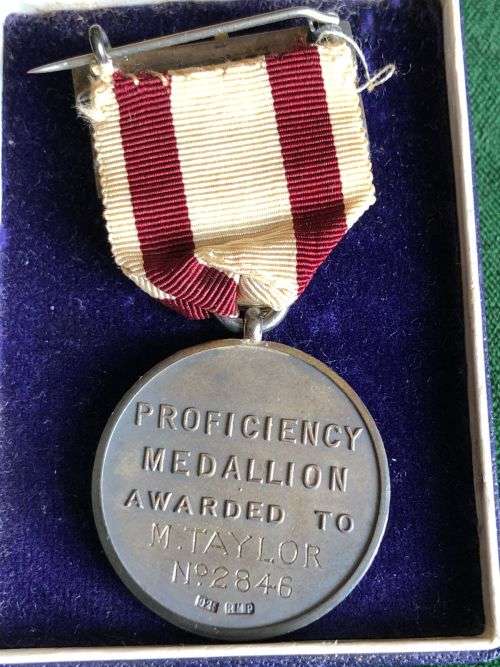 STERLING SILVER (925 MARKED) RED CROSS PROFICIENCY MEDAL-AWARDED TO M. TAYLOR NO 2846-COMES WITH SIL