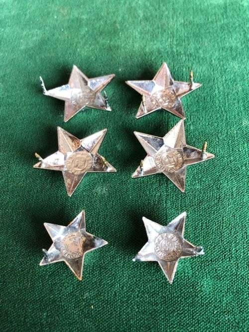 SA ARMY CHROME RANK BADGES-6 IN TOTAL-WORN 1980`S-1996- PINS INTACT