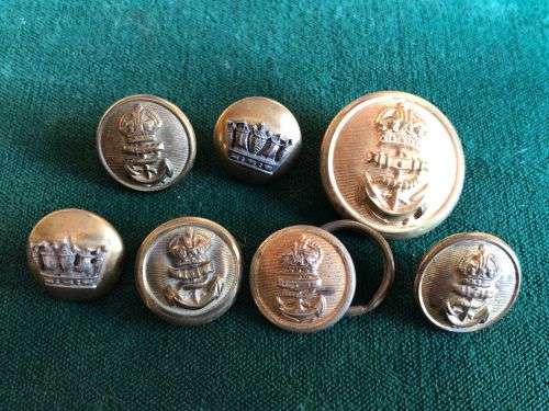 SELECTION OF 7 NAVAL BUTTONS -SOLD TOGETHER-DIAMETER 25 AND 15 MM