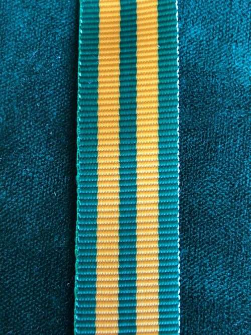 MINIATURE GOOD SERVICE MEDAL RIBBON-GOLD- 30 YEARS-SOLD IN LENGTH OF 15 CM