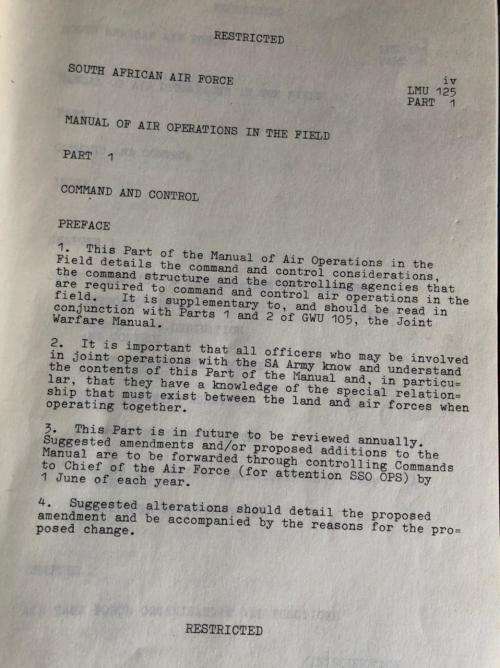 SAAF MANUAL OF AIR OPERATIONS IN THE FIELD PART 1-COMMAND AND CONTROL
