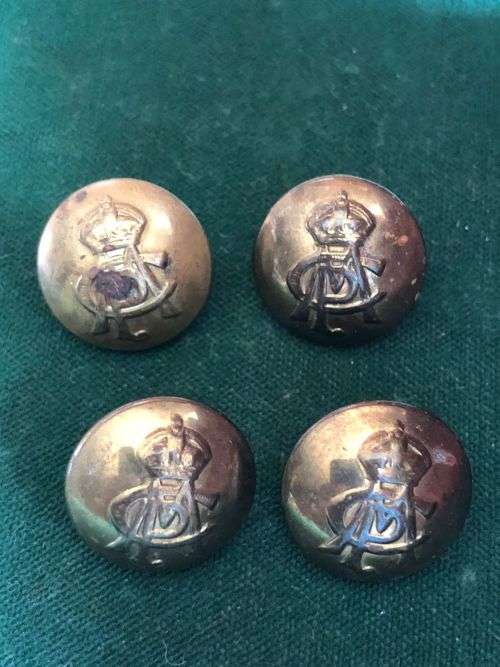 CAPE MOUNTED POLICE BRASS BUTTONS-4 SOLD TOGETHER 1904-1913-DIAMETER 17 MM