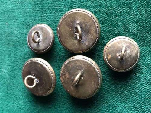 SA HEAVY ARTILLERY TUNIC BUTTONS-5 SOLD IN TOTAL-WORN 1915-1919-DIAMETER 25 AND 18 MM