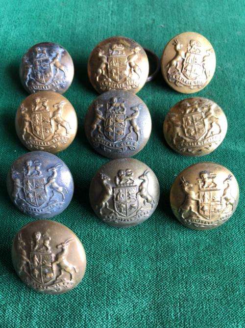 UNION COAT OF ARMS BRASS TUNIC BUTTONS-WORN FROM 1913-DIAMETER 25 MM-SOLD IN BATCHES OF 10 TOGETHER