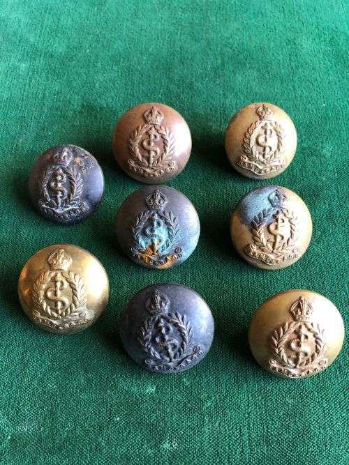SA MEDICAL CORPS BRASS TUNIC BUTTONS-WORN FROM 1923- 8 SOLD TOGETHER-DIAMETER 25 MM