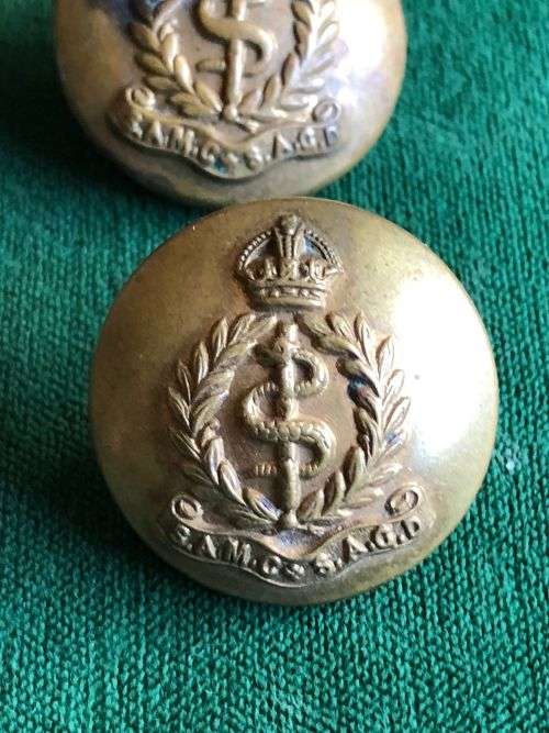 SA MEDICAL CORPS BRASS TUNIC BUTTONS-WORN FROM 1923- 8 SOLD TOGETHER-DIAMETER 25 MM