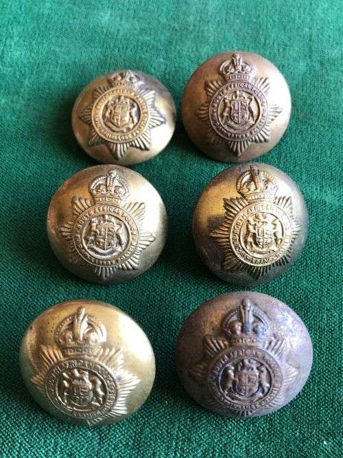 SAP BRASS TUNIC BUTTONS-WORN BY EUROPEANS PRE 1952-DIAMETER 25 MM-6 SOLD TOGETHER