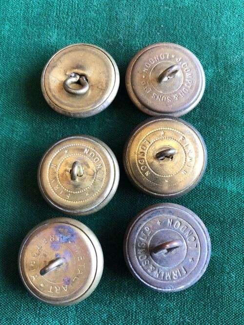 SAP BRASS TUNIC BUTTONS-WORN BY EUROPEANS PRE 1952-DIAMETER 25 MM-6 SOLD TOGETHER