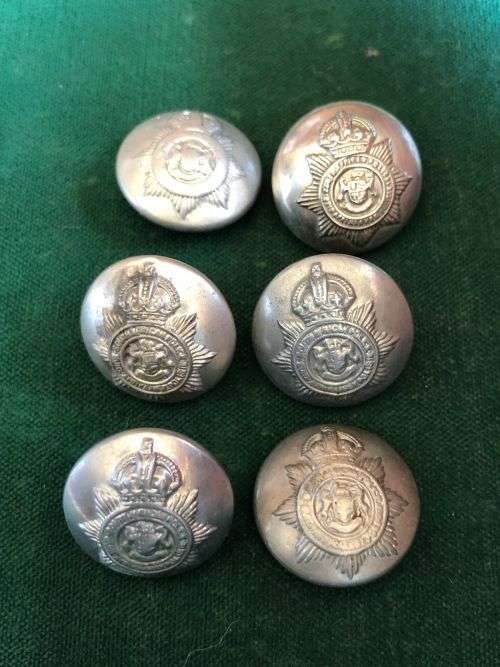 SAP WHITE METAL TUNIC BUTTONS-WORN BY NON EUROPEANS PRE 1952-DIAMETER 19MM- 6 SOLD TOGETHER