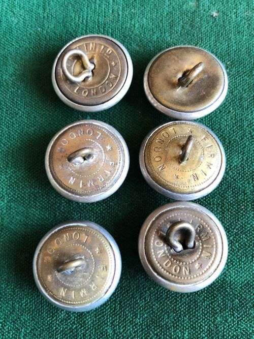SAP WHITE METAL TUNIC BUTTONS-WORN BY NON EUROPEANS PRE 1952-DIAMETER 19MM- 6 SOLD TOGETHER
